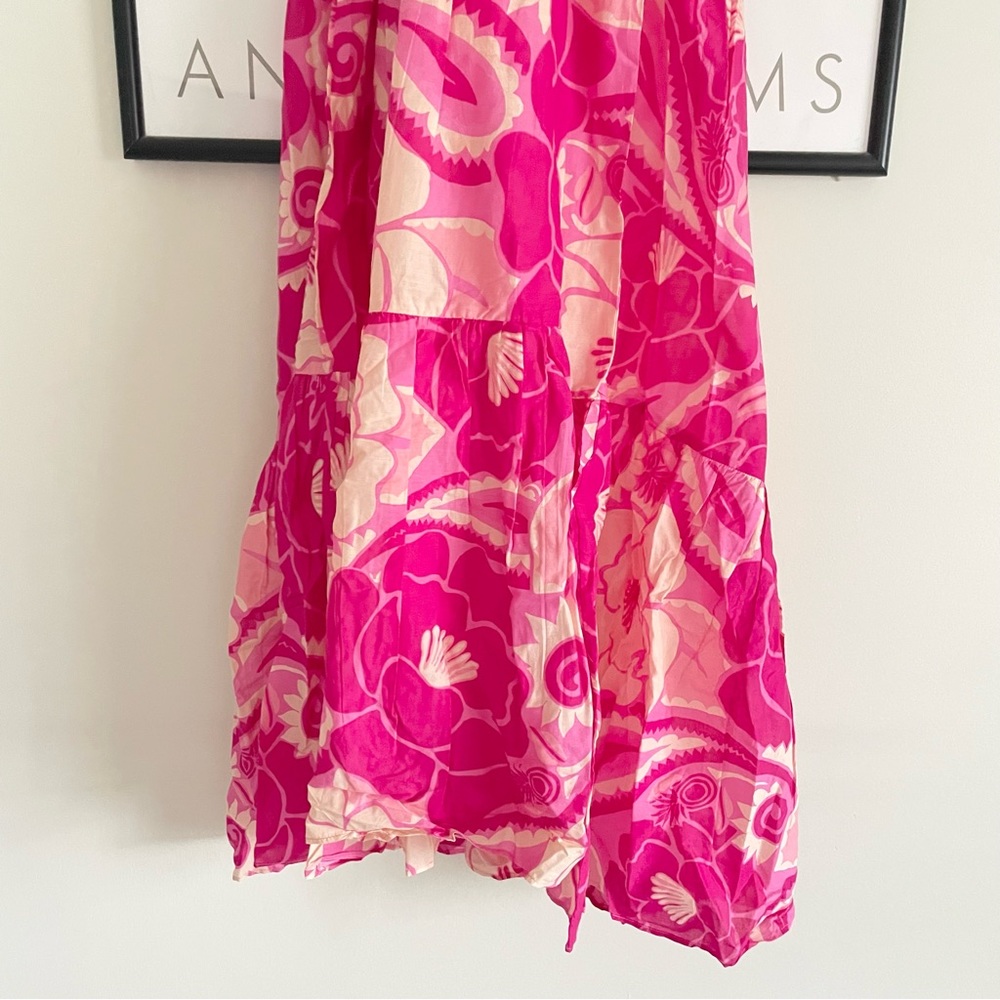 Farm Rio Tropical Groove Pink Maxi Dress Large Cutout Halter NWT - Picture 10 of 16